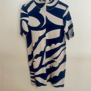 Maeve Navy and Cream Patterned Mini Dress